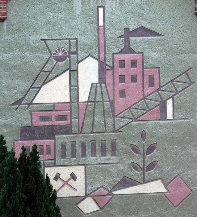 Wandbild ueber den Bergbau des Mansfeld Kombinats, Foto: Martin Schramme, 2012